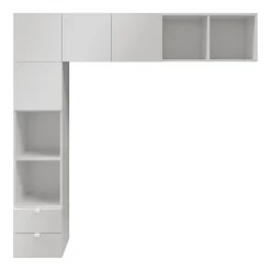 Ensemble en L colonne et caissons suspendus blancs GoodHome Atomia H. 187,5 x L. 187,5 x P. 37 cm