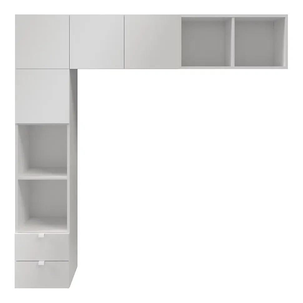 Ensemble en L colonne et caissons suspendus blancs GoodHome Atomia H. 187,5 x L. 187,5 x P. 37 cm
