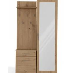Ensemble entree avec miroir 100 cm chene artisan Duvio