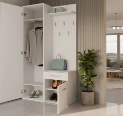 Ensemble entree avec miroir 100 cm blanc Duvio