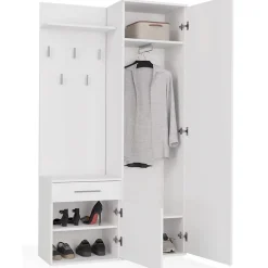 Ensemble entree avec miroir 100 cm blanc Duvio
