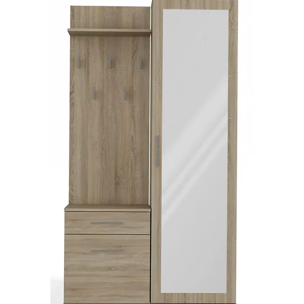 Ensemble entree avec miroir 100 cm chene sonoma Duvio