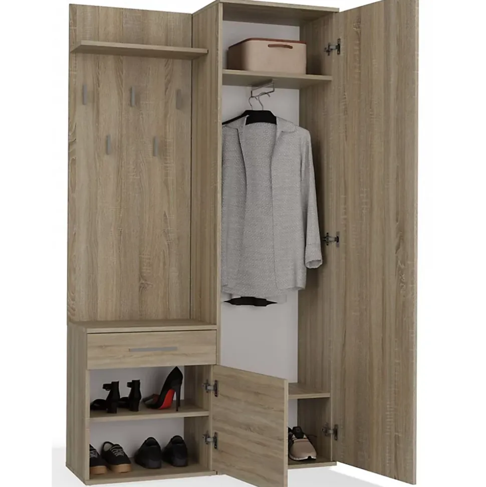Ensemble entree avec miroir 100 cm chene sonoma Duvio