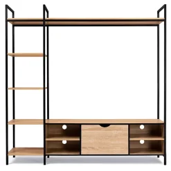 Ensemble meuble TV 170 cm DETROIT avec étagères design industriel