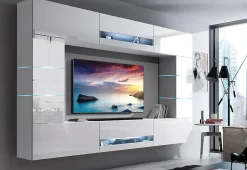 Ensemble meuble TV CONCEPT 63-63-HG-W-2-1B blanc brillant 273 x 35 x 184-200 cm