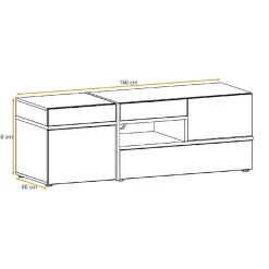 Ensemble Meuble TV Design "Cross" 330cm Naturel
