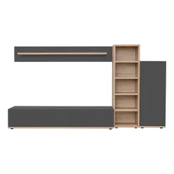 Ensemble Meuble TV Design "Skill" 240cm Anthracite & Naturel