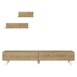 Ensemble meuble TV et 2 étagères Saarijärvi 180 x 31 x 33 cm effet chêne en.casa