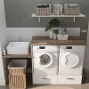 Ensemble meubles buanderie - Emplacements lave-linge et sèche-linge surélevés - B09