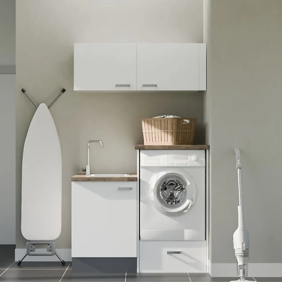 Ensemble meubles buanderie avec emplacement lave-linge surélevé - B06