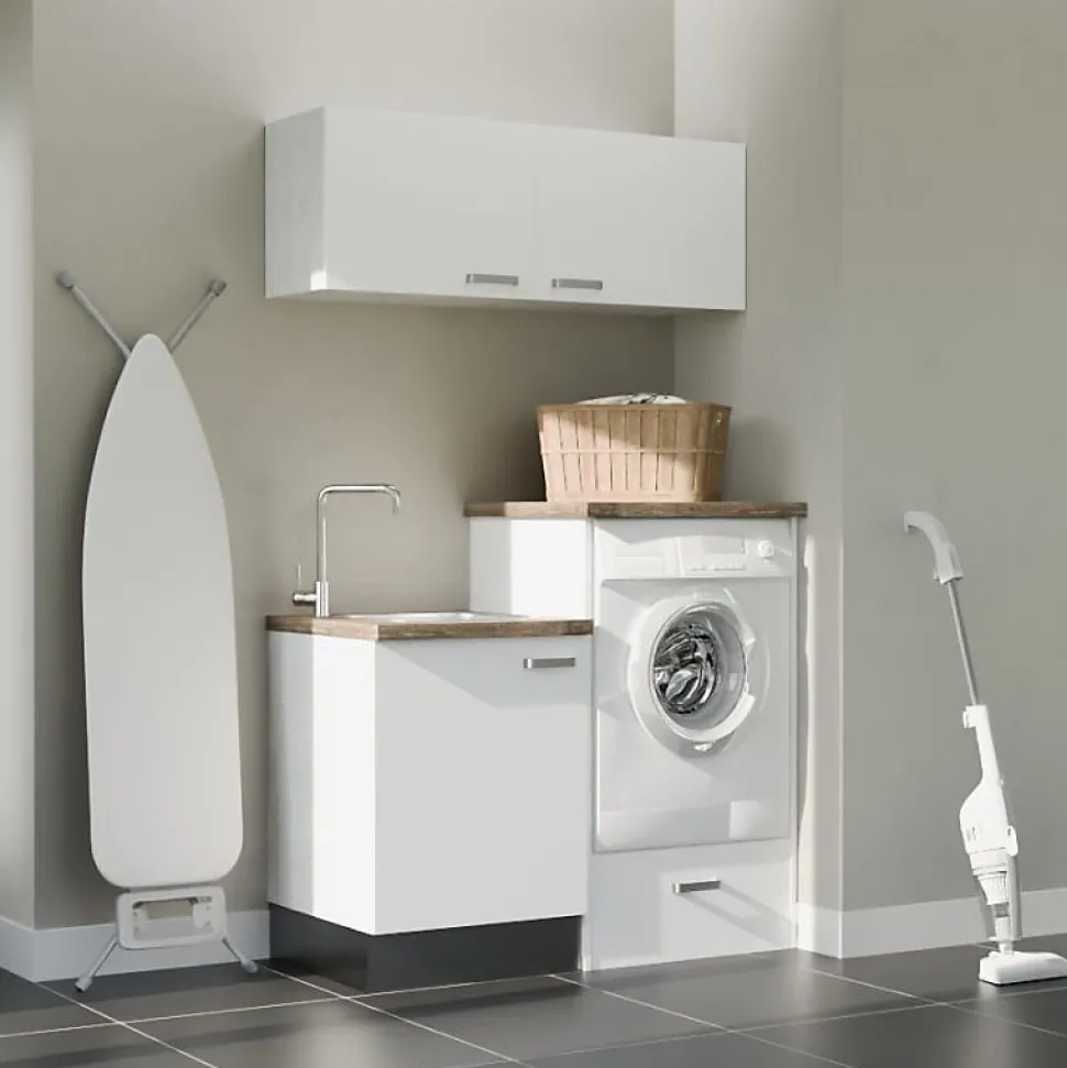 Ensemble meubles buanderie avec emplacement lave-linge surélevé - B06