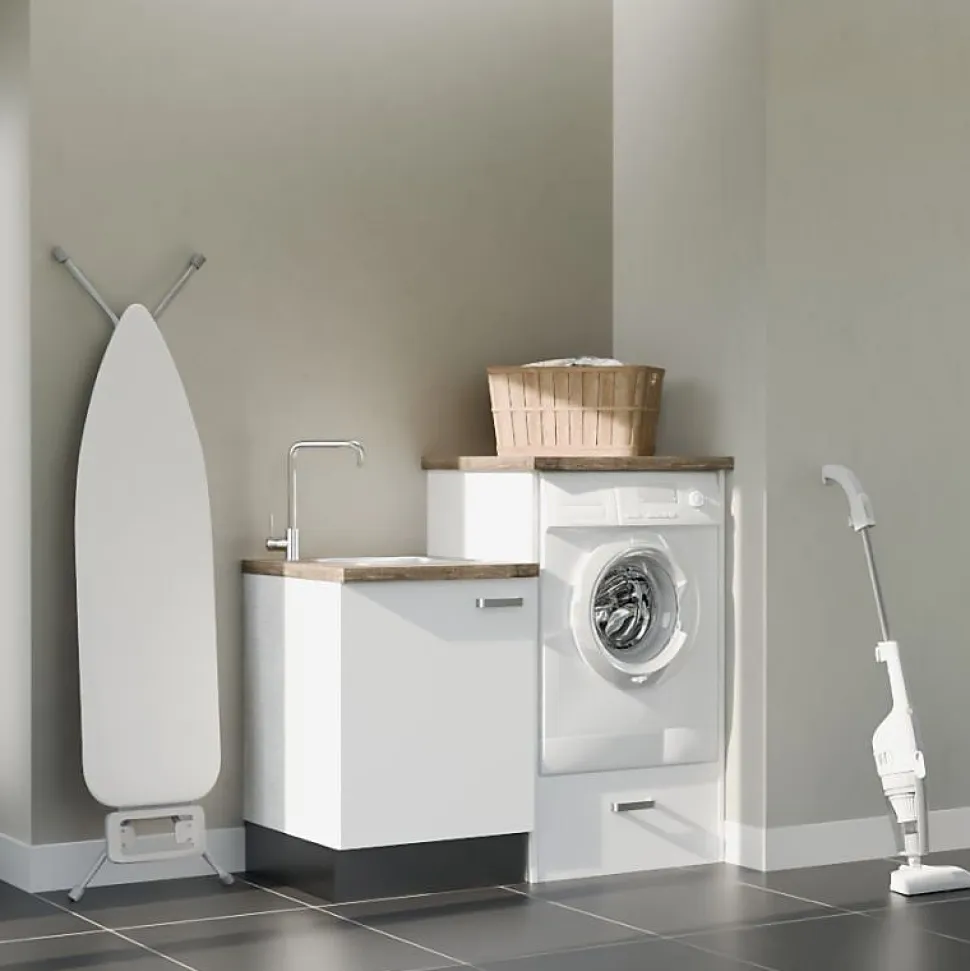 Ensemble meubles buanderie avec emplacement lave-linge surélevé - B05