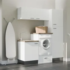 Ensemble meubles buanderie avec emplacement lave-linge surélevé - B07