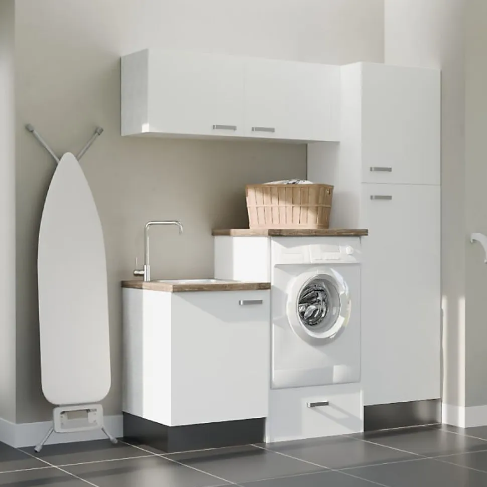Ensemble meubles buanderie avec emplacement lave-linge surélevé - B07