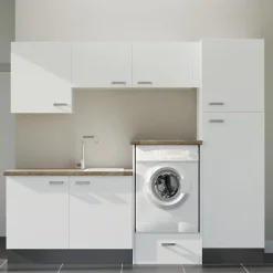 Ensemble meubles buanderie avec emplacement lave-linge surélevé - B08