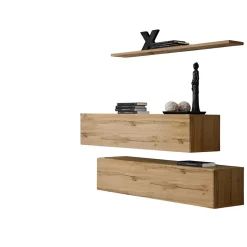 Ensemble meubles de salon SWITCH SBII design, coloris chene Wotan.