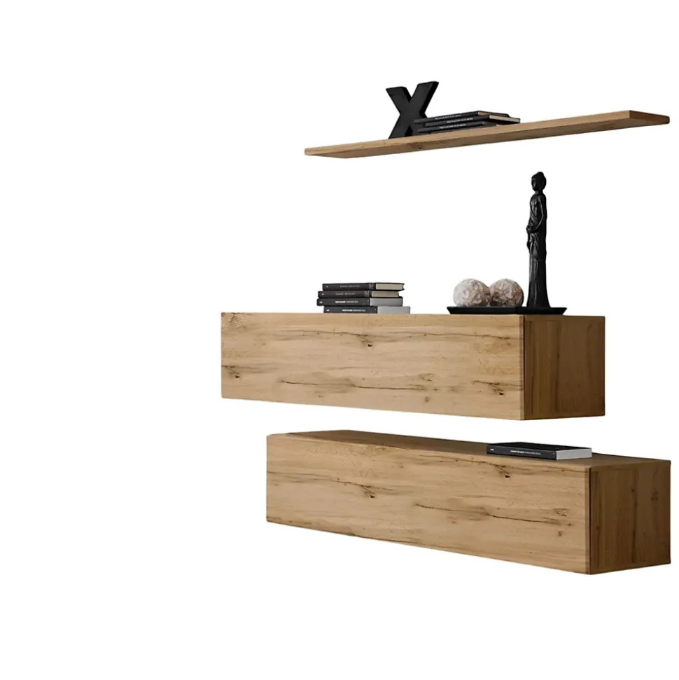 Ensemble meubles de salon SWITCH SBII design, coloris chene Wotan.