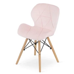 Ensemble repas Valora Table ronde blanche KOVA 80 cm + 4 chaises roses WAKO