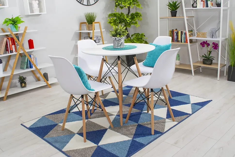 Ensemble repas Valora Table ronde blanche KOVA 80 cm + 4 chaises blanches OSAKA
