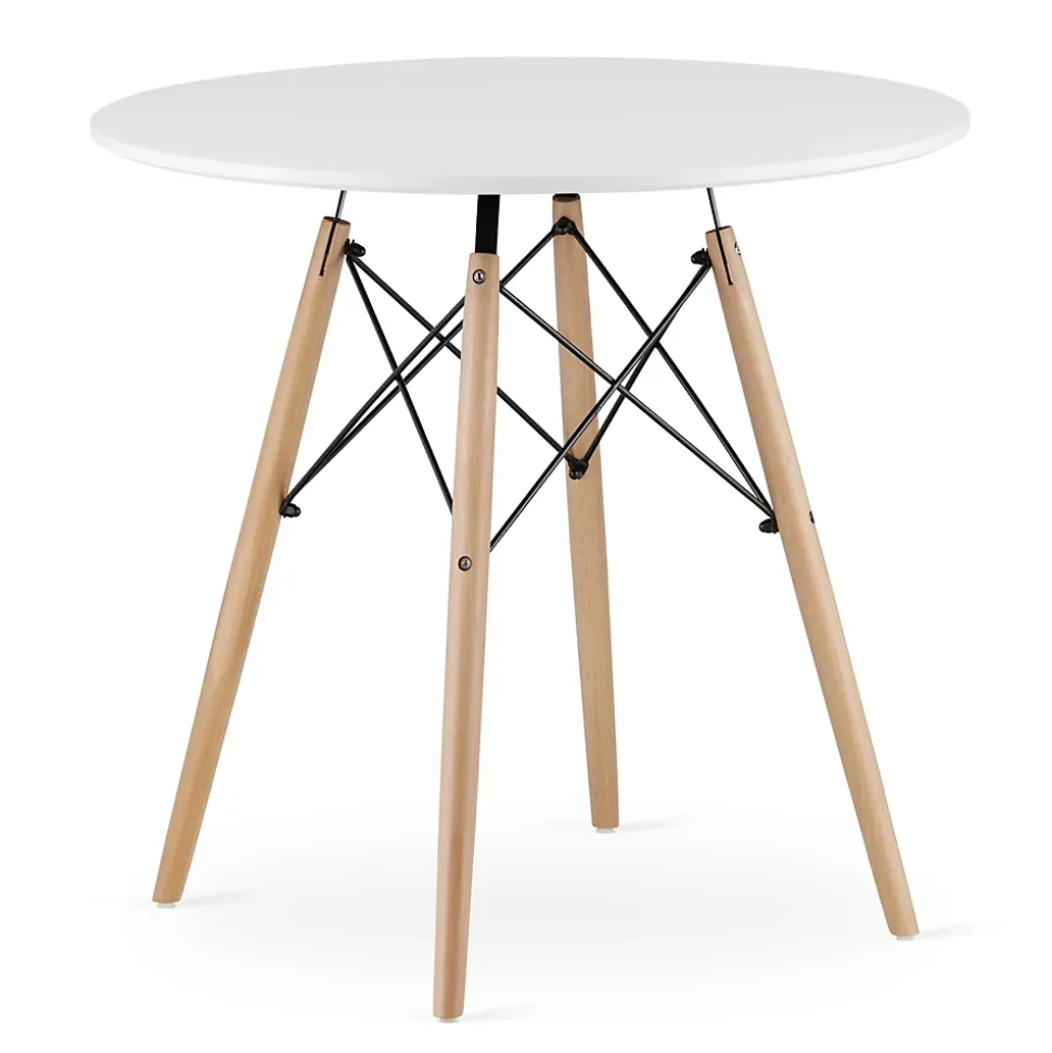 Ensemble repas Valora Table ronde blanche KOVA 80 cm + 4 chaises blanches OSAKA
