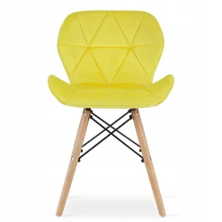 Ensemble repas Valora Table ronde blanche KOVA 80 cm + 4 chaises jaunes WAKO