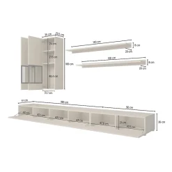 Ensemble salon complet RAMOS Chene 7 meubles avec LED multicolore intégrée