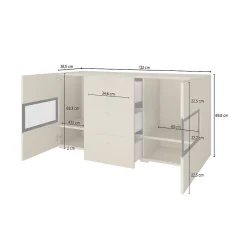 Ensemble salon complet RAMOS Chene 7 meubles avec LED multicolore intégrée