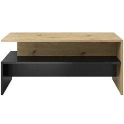 Ensemble salon complet RAMOS Chene et noir 7 meubles avec LED multicolore intégrée