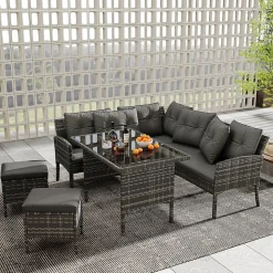 Ensemble Salon Polyrotin 7 Places Housse Lavable Gris Blackcolors