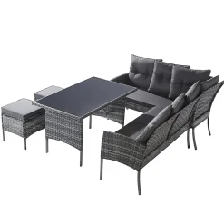 Ensemble Salon Polyrotin 7 Places Housse Lavable Gris Blackcolors