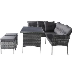 Ensemble Salon Polyrotin 7 Places Housse Lavable Gris Blackcolors