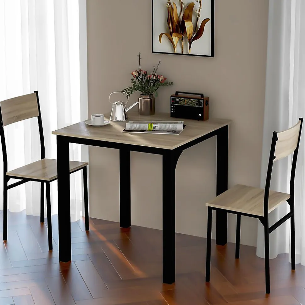 Ensemble Salon Table + 2 Chaises Naturel Blackcolors