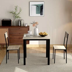 Ensemble Salon Table + 2 Chaises Naturel Blackcolors