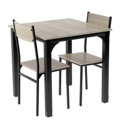 Ensemble Salon Table + 2 Chaises Naturel Blackcolors