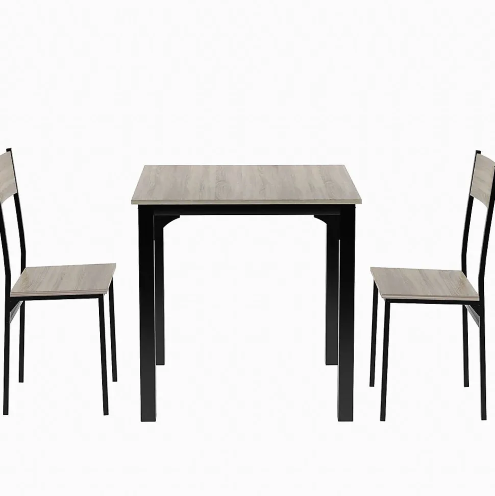 Ensemble Salon Table + 2 Chaises Naturel Blackcolors