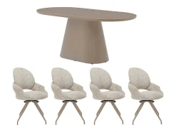 Ensemble table + 4 chaises VALIANA - Taupe et crème