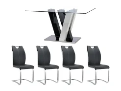 Ensemble table + 4 chaises - Coloris : noir et blanc - WINCH