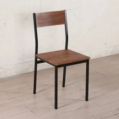 Ensemble table + 4 chaises métal et effet bois