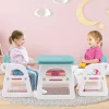 Ensemble Table 2 Chaises Ergonomiques pour Enfant en HDPE avec étagère de Rangement Sûr Rose