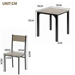 Ensemble table à manger 3 pièces en bois naturel avec 2 chaises pour balcon salon ou salle à manger