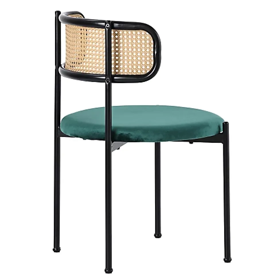 Ensemble table à manger 5 pièces avec 4 chaises en velours gris vert noir et table rectangulaire moderne
