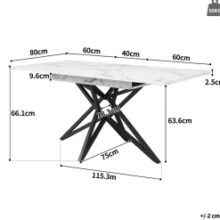 Ensemble Table à Manger Extensible - Table avec Rallonge et 4 Chaises Velours - Moderne 120/160x80x66,1 cm - Gris+Blanc