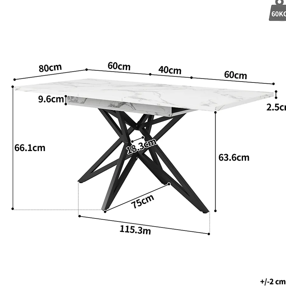 Ensemble Table à Manger Extensible - Table avec Rallonge et 4 Chaises Velours - Moderne 120/160x80x66,1 cm - Gris+Blanc