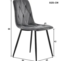 Ensemble Table à Manger Extensible - Table avec Rallonge et 4 Chaises Velours - Moderne 120/160x80x66,1 cm - Gris+Blanc