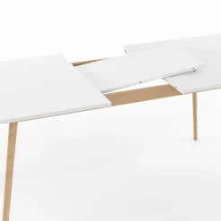 Ensemble table à manger extensible INGA 160-200 cm et 6 chaises SARA blanches design scandinave