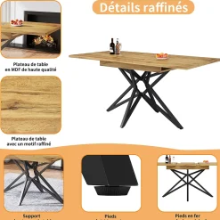Ensemble Table à Manger Extensible - Table avec Rallonge et 4 Chaises Velours - Moderne 120/160x80x66,1 cm - Gris+Naturel