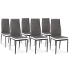 Ensemble table à manger GEORGIA 140 cm blanche et grise et 6 chaises ROMANE grises liseré blanc