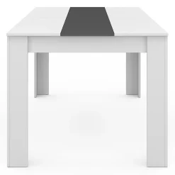 Ensemble table à manger GEORGIA 140 cm blanche et grise et 6 chaises ROMANE grises