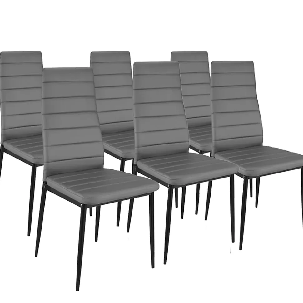 Ensemble table à manger GEORGIA 140 cm blanche et grise et 6 chaises ROMANE grises