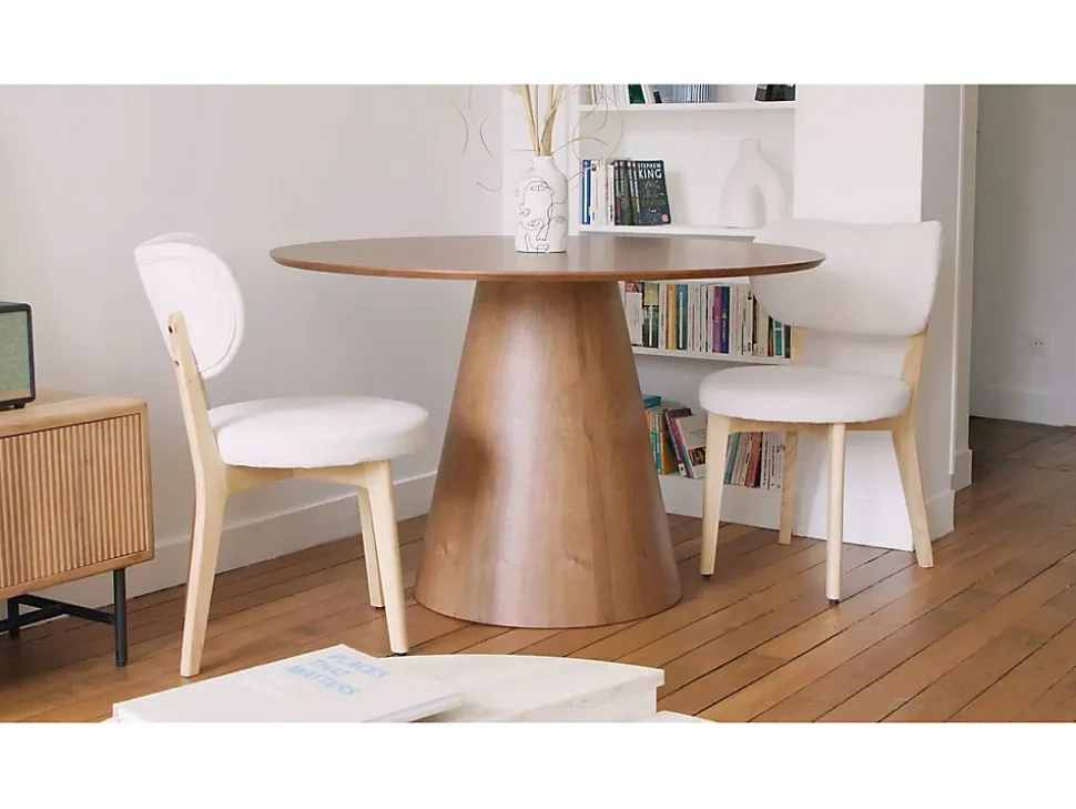 Ensemble table ANTALIZA + 4 chaises NIYAMA - Naturel foncé et gris